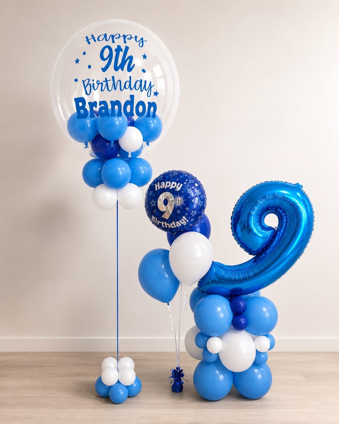 Personalised balloon display - Happy 9th Birthday Brandon